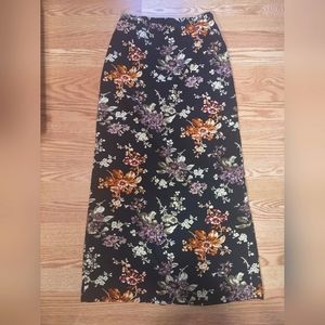 Casual Corner Annex Black Floral Midi Skirt